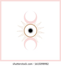 Set of mystical and mysterious illustrations in hand drawn style.  Minimalistic objects made in the style.  boho style signs and symbols. outer space, moon, sun system. vector.