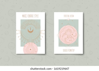 Set of mystical and mysterious illustrations in hand drawn style.  Minimalistic objects made in the style.  boho style signs and symbols. outer space, moon, sun system. vector.