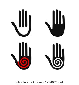 Conjunto de palmas místicas, talismanes. Ilustración vectorial, diseño plano, eps 10.