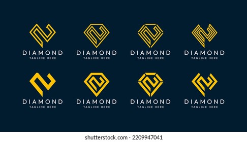 Conjunto de letras N paquete de diseño de logotipo de monograma de diamante. El logotipo perfecto para las joyerías, la industria minera y otros.