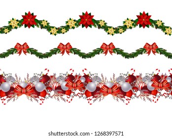 Set of n Seamless Christmas borders