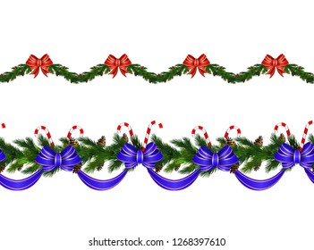 Set of n Seamless Christmas borders