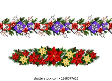 Set of n Seamless Christmas borders