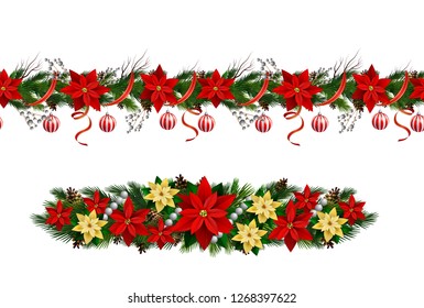 Set of n Seamless Christmas borders