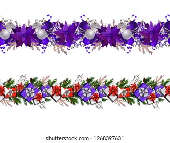 Set of n Seamless Christmas borders
