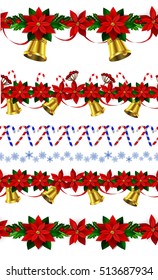 Set of n Seamless Christmas borders