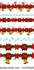 Set of n Seamless Christmas borders