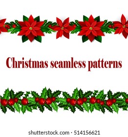 Set of n Seamless Christmas borders