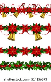 Set of n Seamless Christmas borders