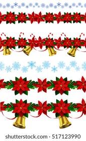 Set of n Seamless Christmas borders