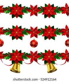 Set of n Seamless Christmas borders