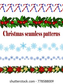 Set of n Seamless Christmas borders
