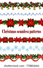 Set of n Seamless Christmas borders