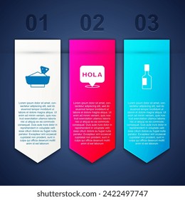 Set Nachos in bowl, Hola and Tabasco sauce. Business infographic template. Vector