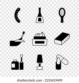 Set Nail file, Bottle of nail polish, Milling cutter for manicure, Manicure and  icon. Vector
