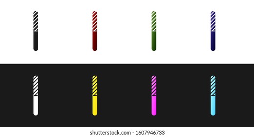 Set Nail file icon isolated on black and white background. Manicure tool.  Vector Illustration