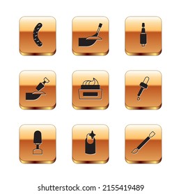 Set Nail file, Milling cutter for manicure, Bottle of nail polish, Cuticle pusher and Manicure icon. Vector