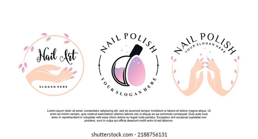 Set of nail polish icon logo with creative element and modern concept Premium Vector part 4