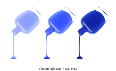 Set of nail polish leaking out of the bottle. Manicure and pedicure varnish. Vector illustration