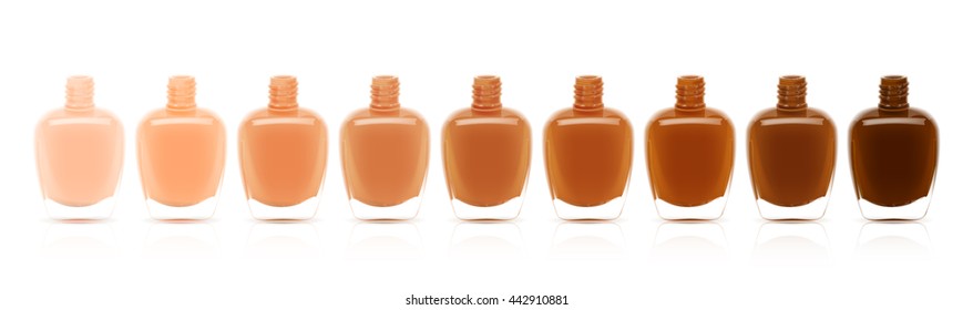 Set of nail polish leaking out of the bottle. Manicure and pedicure varnish. Vector illustration