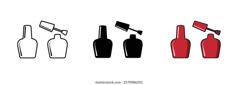 Set of Nail polish silhouette icon collection. Nail polish symbol. Vector Illustration.