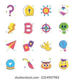 Set of Nail Styling Flat Stickers 

