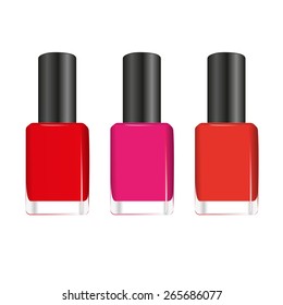 Set of nail varnishes isolated on  white background