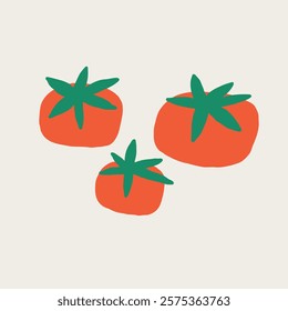 Set Naive Various Tomato Cherry. Vegetable Pomodoro Collection. Hand Drawn Bold Vector Isolated Illustration