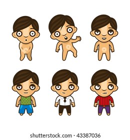 Set of naked and dressed man