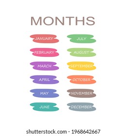 Set Names Months Isolated On White Stock Vector (Royalty Free ...