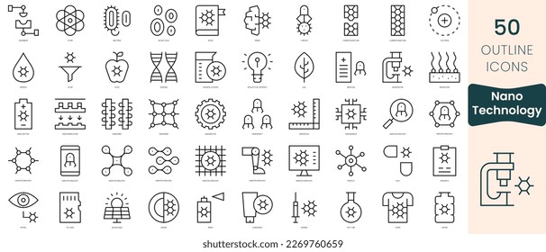 Set of nanotechnology icons. Thin linear style icons Pack. Vector Illustration