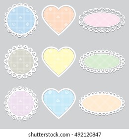 Set Napkins Pretty Different Shapes As A Circle, Heart, Oval. For Labels, Notes, Valentine's Day.
