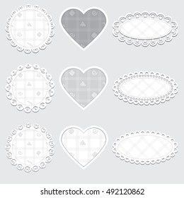 Set napkins pretty different shapes as a circle, heart, oval. For labels, notes, valentine's day.
