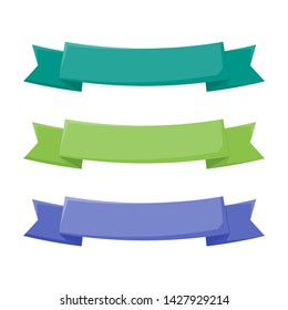 set of narrow colored ribbons arc down, vector
