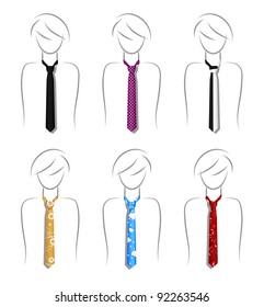 Set of narrow youth ties in different colours