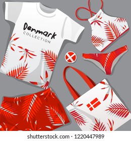 Set of National Beachwear : Denmark : Vector Illustration
