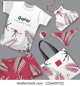 Set of National Beachwear : Qatar : Vector Illustration