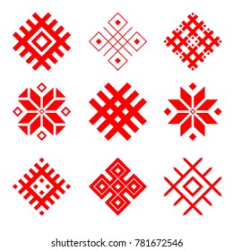 Set of national belarus ornament. Slavic ethnic pattern.