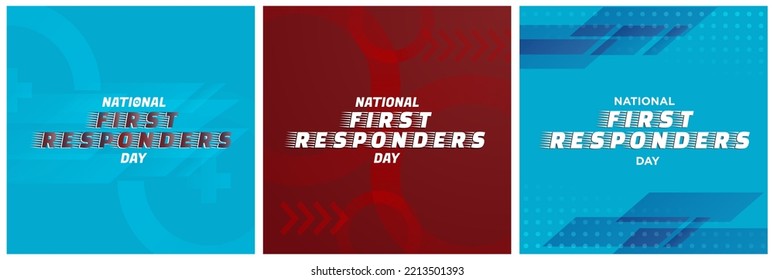 Set of National First Responders Day Greeting Cards, minimalist and geometric artworks. Vector Illustration. EPS 10.