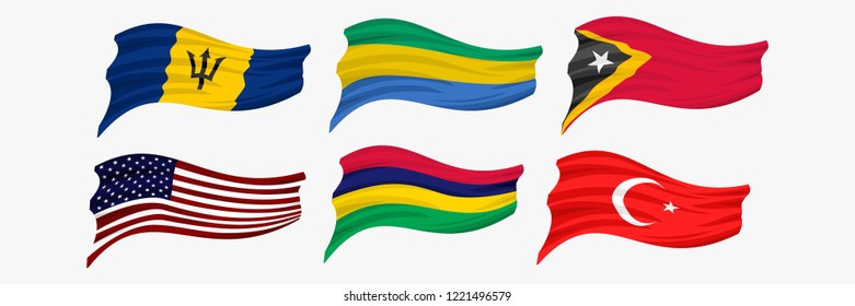 set of national flag vector illustration