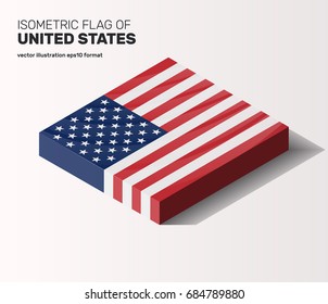 A set of national flags in isometry. United States.