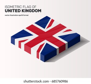 A set of national flags in isometry. United Kingdom.