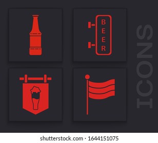 Set National Germany flag, Beer bottle, Street signboard with inscription Beer and Street signboard with glass of beer icon. Vector