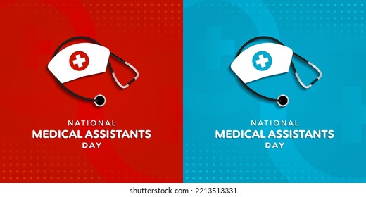 Set of National Medical Assistance Day Greeting Cards, celebrated on October 21. Vector Illustration. EPS 10.