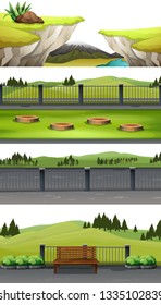 Set of national park scene illustration
