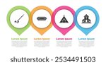 Set Native American indian smoking pipe, Harmonica, Indian teepee or wigwam and Church building. Business infographic template. Vector