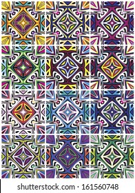 Set of Native American vector patterns with spiritual symbols in contemporary design, which can be rearranged countless times in endless combinations