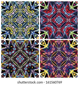 Set of Native American vector patterns with spiritual symbols in contemporary design, which can be rearranged countless times in endless combinations