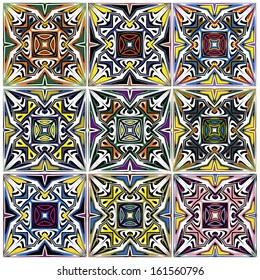 Set of Native American vector patterns with spiritual symbols in contemporary design, which can be rearranged countless times in endless combinations