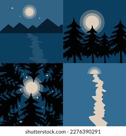 set of natural abstract background vector illustrations